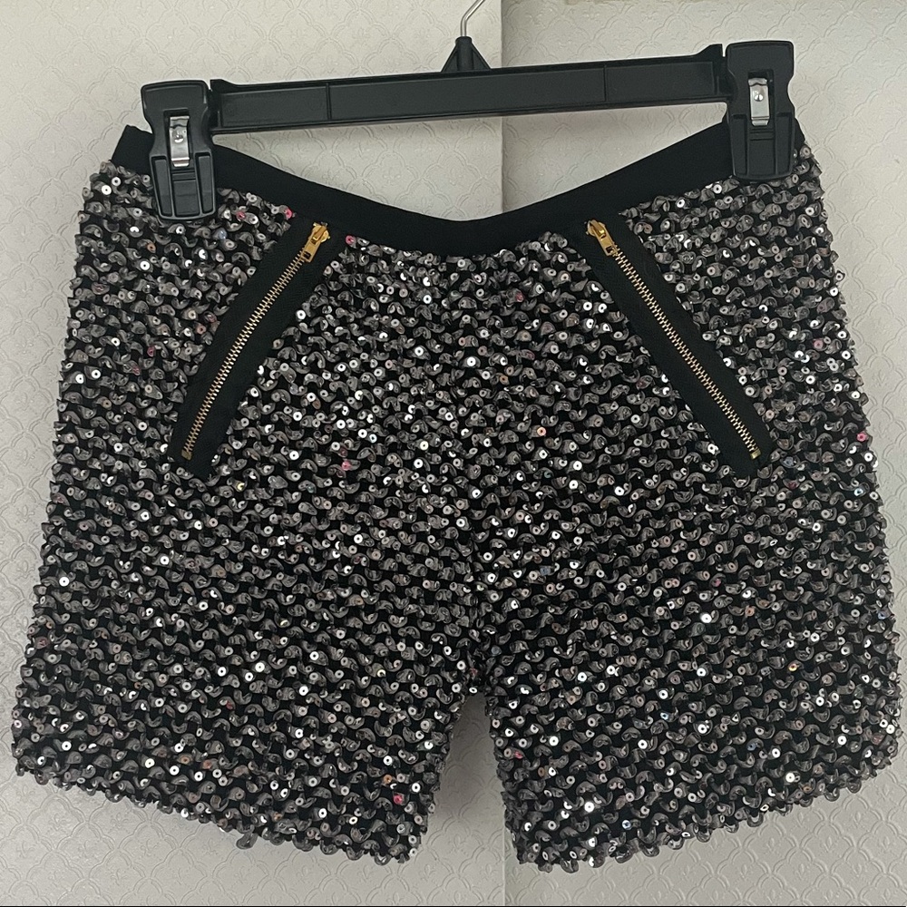 Sequined Black Shorts